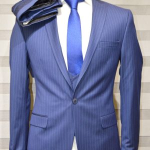 Blue Stripe In Single Breasted Suit