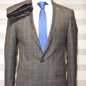 Charcoal Black Striped In Square Pink Of A Single Breasted Suit