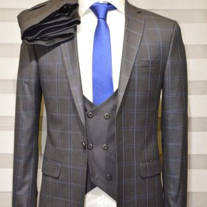 Grey Black In Blue Striped Comes In Three Piece