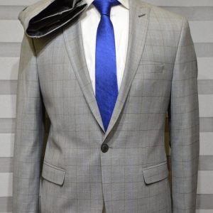 Grey Single Breasted Suit In Light Stripe