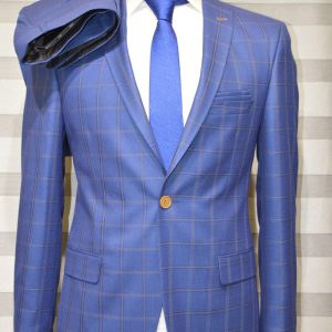 Light Blue Striped With In Violet In Single Breasted Suit