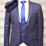 Light Navy Blue Striped With Black Cream Colour