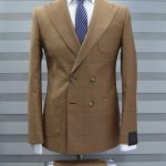 Ochre in A Solid Stripe Of A Double Breasted Suit