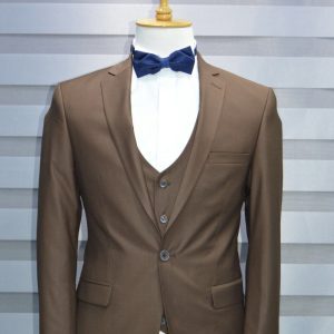 Plain Brown In Three Piece (Single Breasted Suit)