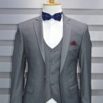 Plain Grey Three Piece Single Breasted Suit