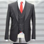Plain Light Black Stripe in Three Piece
