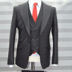 Plain Light Black Stripe in Three Piece