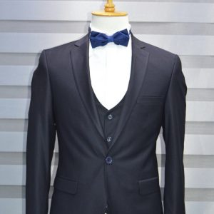 Plain Navy Blue In Three Piece Single Breasted